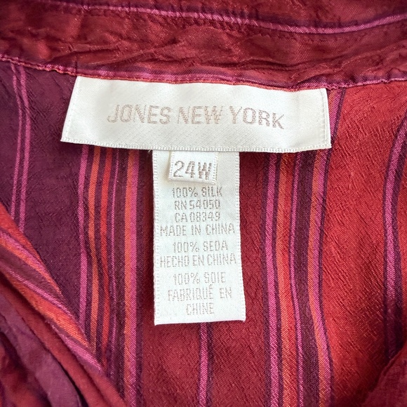 Jones New York | Silk Skirt | Size 25W | Pink & Red Stripes - Picture 6 of 7